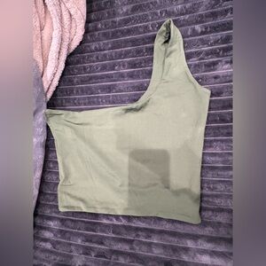 Olive Green One-Shoulder Women's Top